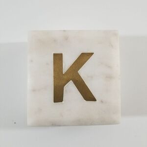 Marble Style Gold K Initial Box